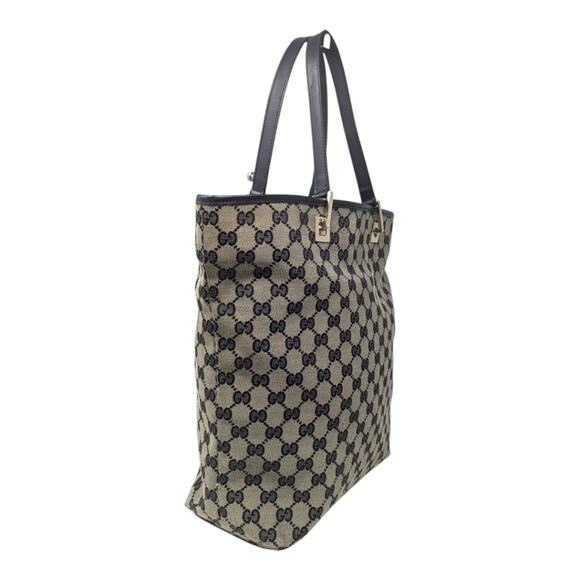 Gucci GG monogram canvas tote bucket shoulder bag large black neutral - Picture 3 of 13